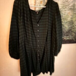 Torrid Dark Green Plaid Button Down Shirt